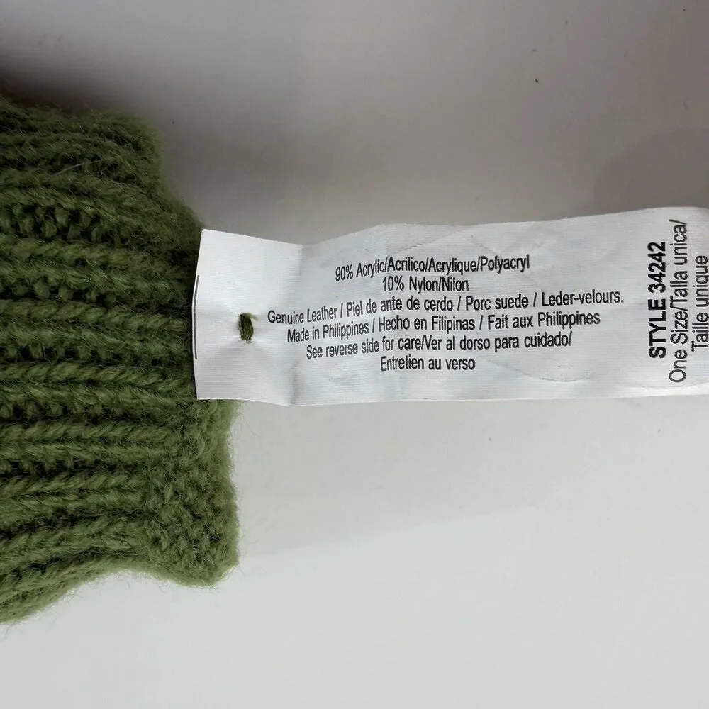 Aris Gloves Suede Acrylic Blend Cable Knit One Size Olive Green Outdoors Ski